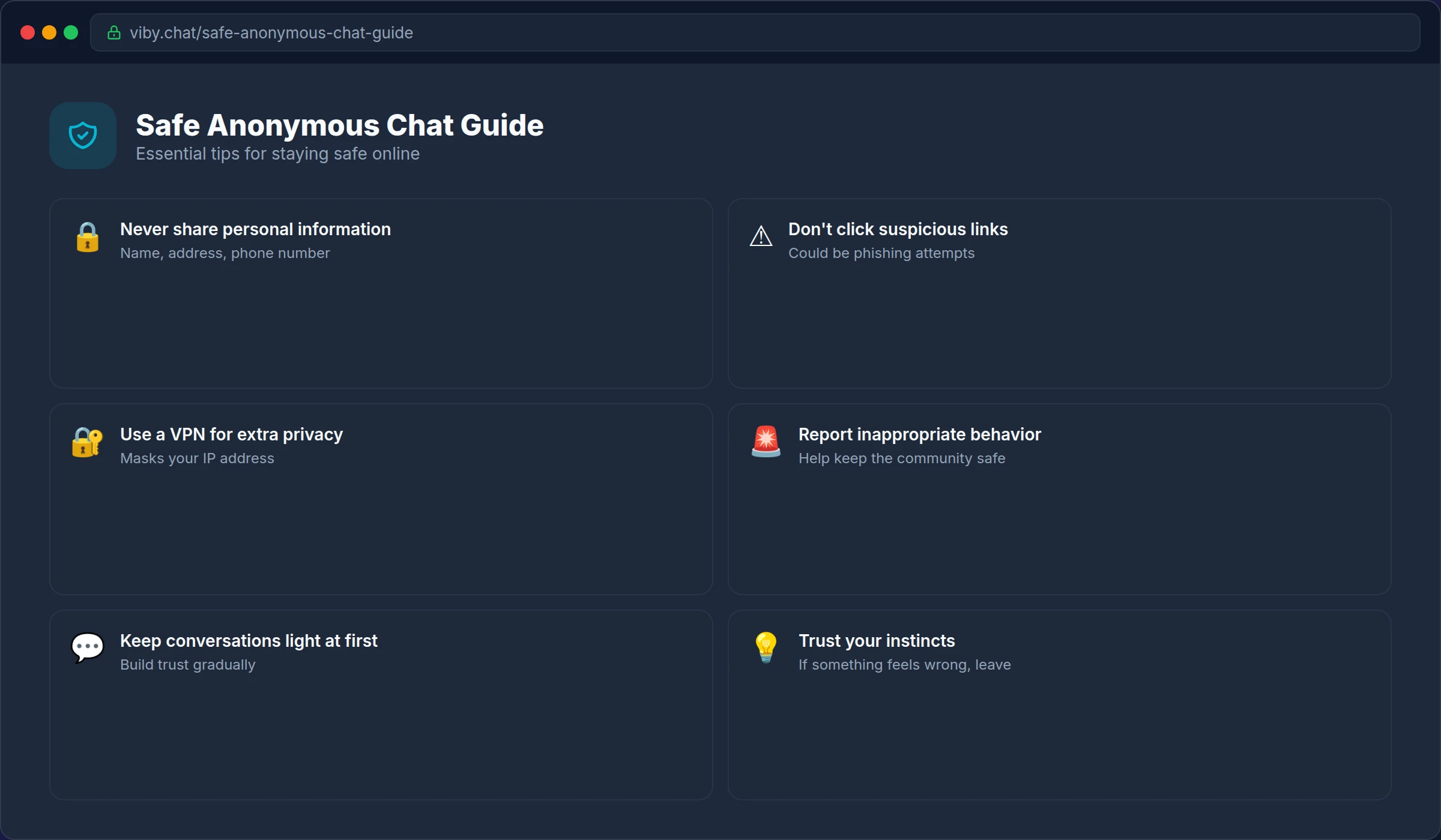 safe anonymous chat guide desktop view